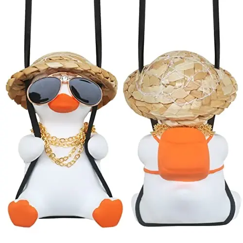Rear View Mirror Accessorie Car Duck Decor Truck Rearview Hanging Ornament Things for Women Men Swinging Ducks Charm Automotive Interior Gadgets Christmas Decorations Ducks Gifts for Dad Mom Her Him - 1