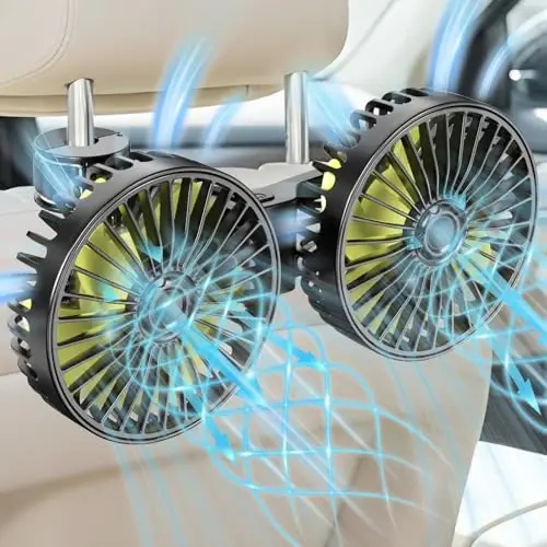 HUENLYEL USB Car Seat Fans for Backseat Baby, Electric 5V USB Car Cooling Fan for Car Rear Seat Baby Kids Passengers(USB Powered Only, No Battery) - 1