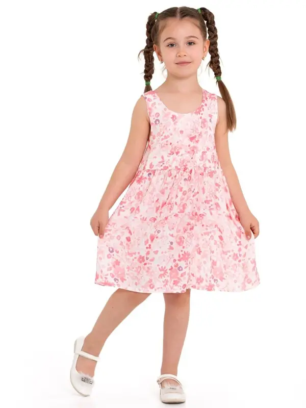 Pembe Arkası Kurdeleli Askılı Dokuma Elbise 73514-Pembe - 2