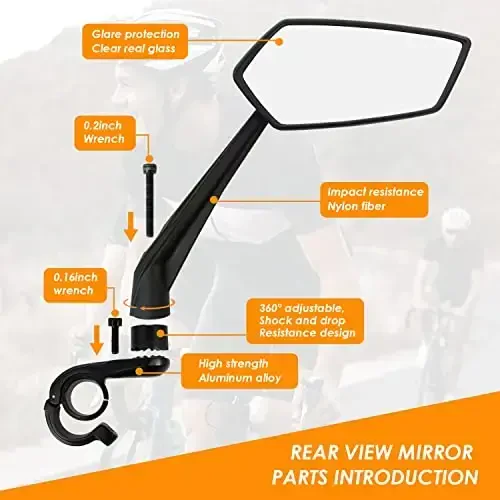 Arkham Bike Mirror for Handlebar Adjustable Bicycle Rear View Mirror 360 Rotatable, HD Glass Bicycle Mirror Shakeproof, Easy Installation,Wide View Angle, Essential Bike Tool for All Bicyclists,Right - MODAZONE (1)