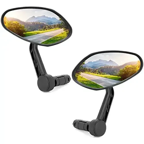 Arkham Bike Mirror for Handlebar HD Bar End Bicycle Mirror Thickened Auto-Grade Glass for Handlebar Rearview Mirror Multi-Angle Adjustable, E-Bike Universal(Oval Pair) - 1