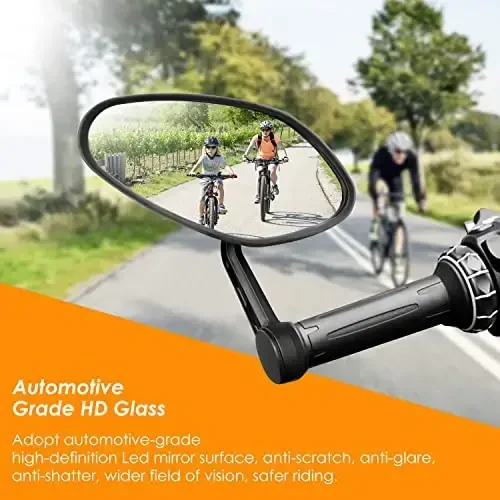 Arkham Bike Mirror for Handlebar HD Bar End Bicycle Mirror Thickened Auto-Grade Glass for Handlebar Rearview Mirror Multi-Angle Adjustable, E-Bike Universal(Oval Pair) - 3