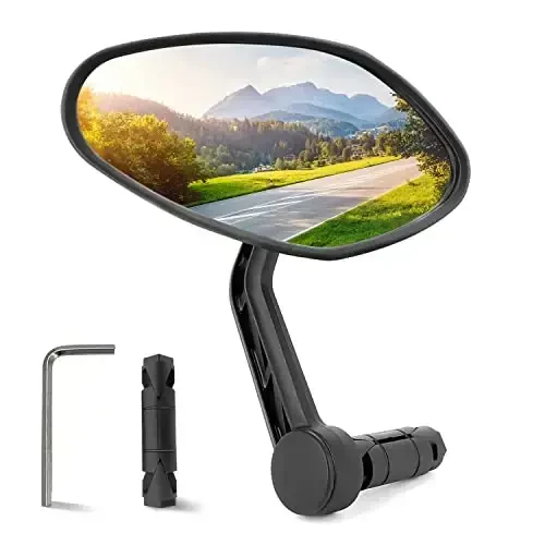 Arkham Bike Mirror for Handlebar HD Bar End Bicycle Mirror Thickened Auto-Grade Glass for Handlebar Rearview Mirror Multi-Angle Adjustable, E-Bike Universal(Oval Single) - MODAZONE