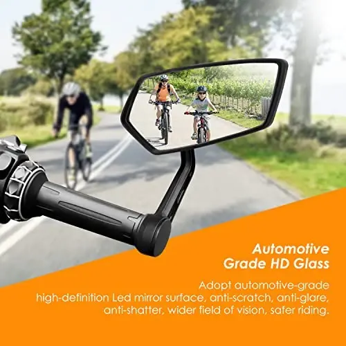 Arkham Bike Mirror for Handlebar HD Bar End Velosiped oynasi Qalinlashtirilgan Avto-sinf Shisha Ko'p burchakli sozlanishi rulning orqa ko'rinishi Velosipedchilar uchun zarur velosiped vositasi E-Bike Universal (O'ng) - 6