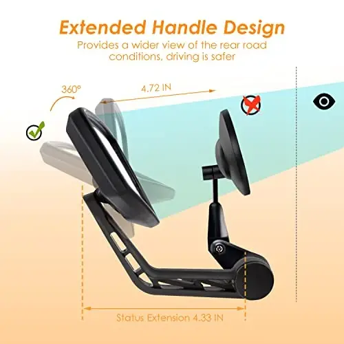 Arkham Bike Mirror for Handlebar HD Bar End Bicycle Mirror Thickened Auto-Grade Glass for Handlebar Rearview Mirror Multi-Angle Adjustable, Essential Bike Tool for Bicyclists E-Bike Universal(Right) - 4