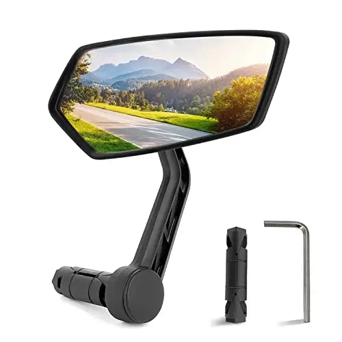 Arkham Bike Mirror for Handlebar HD Bar End Bicycle Mirror Thickened Auto-Grade Glass for Handlebar Rearview Mirror Multi-Angle Adjustable, Essential Bike Tool for Bicyclists E-Bike Universal(Right) - 1