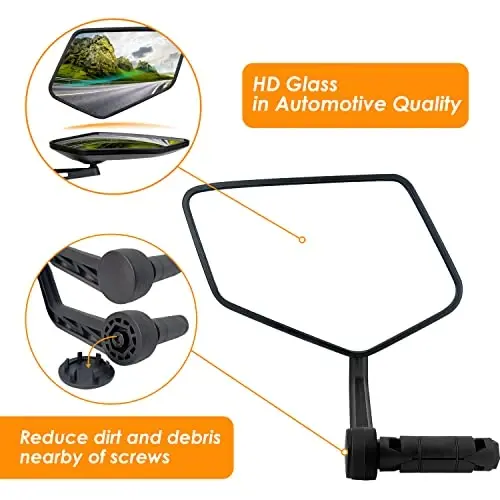 Arkham Bike Mirror for Handlebar HD Bar End Bicycle Mirror Thickened Automotive-Grade Glass for Handlebar Scratch Resistant Safe Rearview Mirror Multi-Angle Adjustable, E-Bike Universal, Left Side - 3