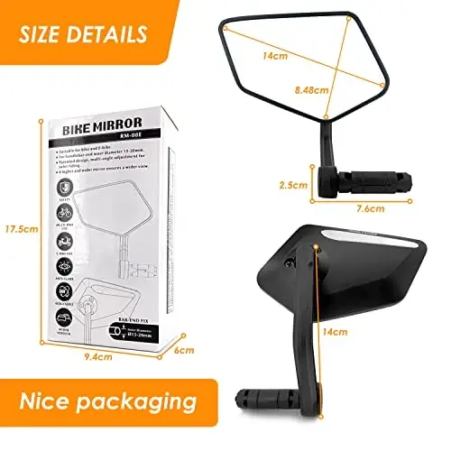 Arkham Bike Mirror for Handlebar HD Bar End Bicycle Mirror Thickened Automotive-Grade Glass for Handlebar Scratch Resistant Safe Rearview Mirror Multi-Angle Adjustable, E-Bike Universal, Left Side - 6