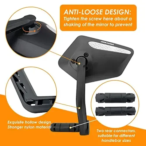 Arkham Handlebar HD Bar End velosiped oynasi Qalinlashtirilgan avtomobil-darajali oynasi Handlebar uchun chizishga chidamli xavfsiz orqa oynasi Multi-burchak sozlanishi, E-velosiped universal, chap tomon - 4