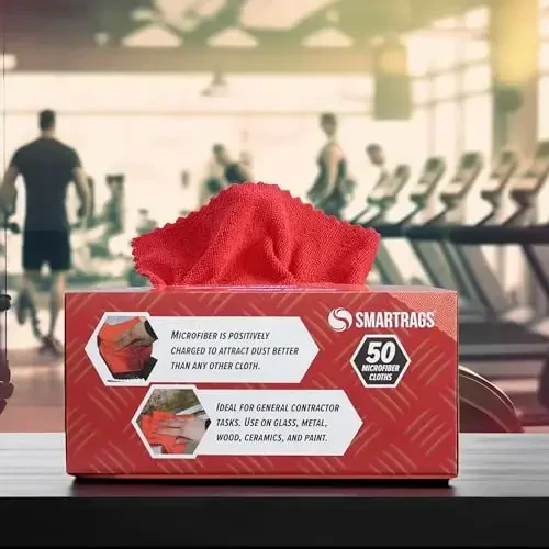 Arkwright Smart Rags in Box - (Pack of 50) Lint Free Microfiber Cleaning Cloth, Scratch & Streak-Free, Dispensable Wash Towels for Cars, Window Glass, and Auto Shop, 12 x 12 in, Red - 5