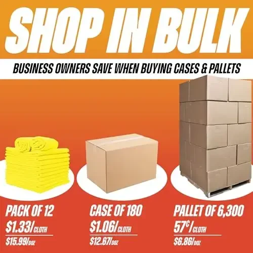 Arkwright Microfiber Cleaning Cloths - (Pack of 12) Large Lint & Streak-Free Drying Wash Towels, 300 GSM Super Absorbent & Quick Dry, Perfect Cleaner for Car, Glass, and Window, 16 x 16 in, Yellow - 2