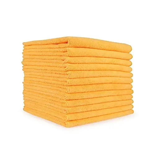 Arkwright Microfiber Tozalash Mato - (12 dona) Katta Tol va Dog'siz Quritish Sochiqlari, 300 GSM Super So'ruvchi va Tez Quriydigan, Mashina, Shisha va Oyna uchun Zo'r Tozalagich, 16 x 16 dyuym, Apelsin - ARKWRIGHT LLC