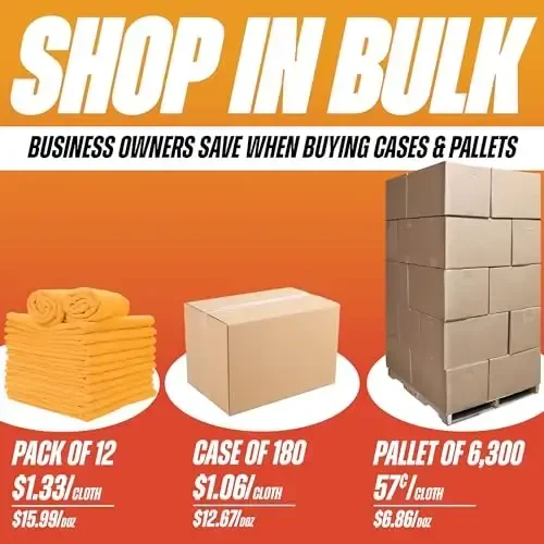 Arkwright Microfiber Tozalash Mato - (12 dona) Katta Tol va Dog'siz Quritish Sochiqlari, 300 GSM Super So'ruvchi va Tez Quriydigan, Mashina, Shisha va Oyna uchun Zo'r Tozalagich, 16 x 16 dyuym, Apelsin - 2