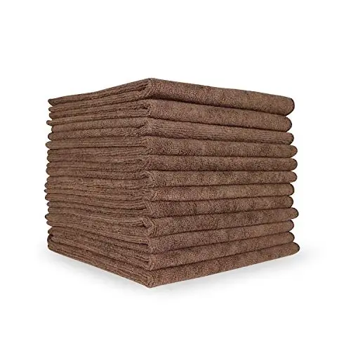 Arkwright Microfiber Tozalash Mato - (12 dona) Katta tuk va dog 'qoldirmaydigan quritish sochiqlari, 300 GSM super absorbent va tez quriydi, mashina, shisha va oyna uchun ideal tozalagich, 16 x 16 dyuym, jigarrang - 1