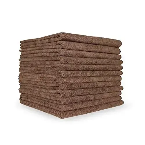 Arkwright Microfiber Cleaning Cloths - (Pack of 12) Large Lint & Streak-Free Drying Wash Towels, 300 GSM Super Absorbent & Quick Dry, Perfect Cleaner for Car, Glass, and Window, 16 x 16 in, Brown - ARKWRIGHT LLC