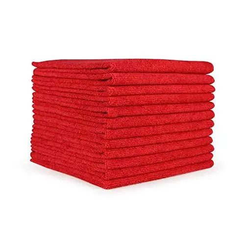 Arkwright Microfiber Cleaning Cloths - (Pack of 12) Large Lint & Streak-Free Drying Wash Towels, 300 GSM Super Absorbent & Quick Dry, Perfect Cleaner for Car, Glass, and Window, 16 x 16 in, Red - 1