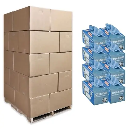 Arkwright Smart Rags in Box - (14400 dona pallet) Tolasiz mikrofiber tozalovchi mato, tirnalish va iz qoldirmaydi, avtomobillar, deraza oynalari va avtodokonga mo'ljallangan, 12 x 12 dyuym, ko'k rangdagi yuvish sochiqlari - 1
