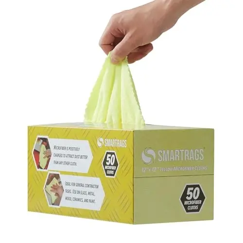 Arkwright Smart Rags in Box - (14400 taʼlik pallet) Tolasiz mikrofiber tozalash latta, tirnalish va chiziqlarsiz, avtomobillar, deraza oynalari va avtodoʻkon uchun sarflanadigan yuvish sochiqlari, 12 x 12 dyuym, sariq - 3