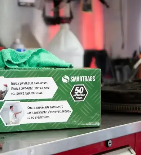 Arkwright Smart Rags in Box - (50 dona) tuk qoldirmaydigan mikrofiber tozalovchi latta, tirnash va iz qoldirmaydi, avtomobillar, deraza oynalari va avtodo'kon uchun dispenserdan olinadigan yuvish sochiqlari, 12 x 12 dyuym, yashil - 5