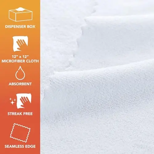 Arkwright Smart Rags in Box - (Pack of 50) Lint Free Microfiber Cleaning Cloth, Scratch & Streak-Free, Dispensable Wash Towels for Cars, Window Glass, and Auto Shop, 12 x 12 in, White - 2