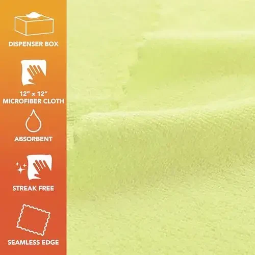 Arkwright Smart Rags in Box - (Pallet of 14400) Lint Free Microfiber Cleaning Cloth, Scratch & Streak-Free, Dispensable Wash Towels for Cars, Window Glass, and Auto Shop, 12 x 12 in, Yellow - 2