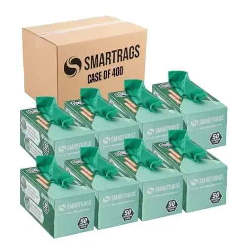 Arkwright Smart Rags in Box - (Bulk Case of 400) Lint Free Microfiber Cleaning Cloth, Scratch & Streak-Free, Dispensable Wash Towels for Cars, Window Glass, and Auto Shop, 12 x 12 in, Green - 1