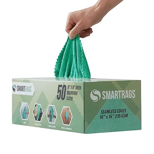 Arkwright Smart Rags Microfiber Cleaning Cloths Bulk, Case of 400, Lint Free 215 GSM Reusable Towels for Auto, Office and Household Cleaning, 16 x 16 in, Green - 3