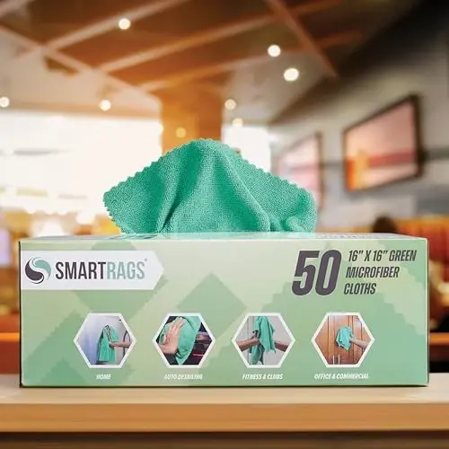 Arkwright Smart Rags Microfiber Cleaning Cloths Bulk, Case of 400, Lint Free 215 GSM Reusable Towels for Auto, Office and Household Cleaning, 16 x 16 in, Green - 4