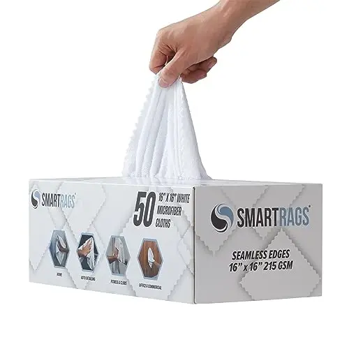 Arkwright Smart Rags Microfiber Cleaning Cloths Bulk, Case of 400, Lint Free 215 GSM Reusable Towels for Auto, Office and Household Cleaning, 16 x 16 in, White - 3