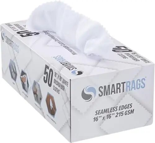 Arkwright Smart Rags Microfiber Cleaning Cloths Bulk, Case of 400, Lint Free 215 GSM Reusable Towels for Auto, Office and Household Cleaning, 16 x 16 in, White - ARKWRIGHT LLC