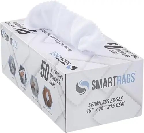 Arkwright Smart Rags Microfiber Cleaning Cloths Bulk, Case of 400, Lint Free 215 GSM Reusable Towels for Auto, Office and Household Cleaning, 16 x 16 in, White - 1