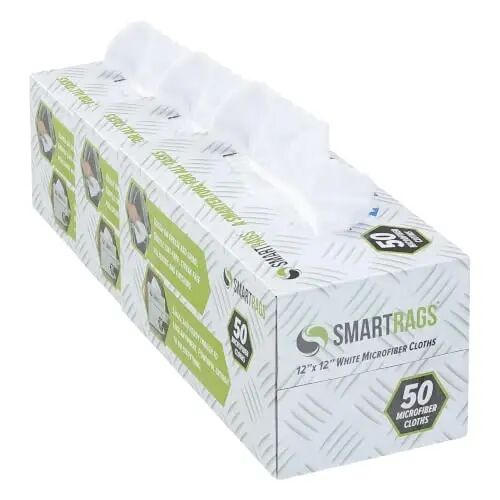 Arkwright Smart Rags Microfiber Cleaning Cloths, Pack of 150 in a Box, Lint Free 180 GSM Reusable Towels for Auto, Office and Household Cleaning, 12 x 12 in, White - ARKWRIGHT LLC