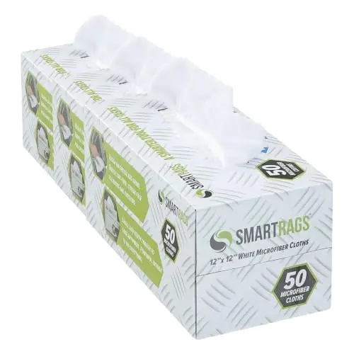 Arkwright Smart Rags Microfiber Cleaning Cloths, Pack of 150 in a Box, Lint Free 180 GSM Reusable Towels for Auto, Office and Household Cleaning, 12 x 12 in, White - 1