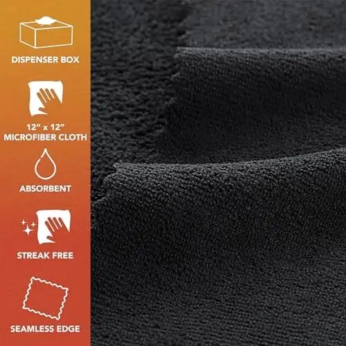 Arkwright Smart Rags Microfiber Cleaning Cloths, Pack of 50 in a Box, Lint Free 180 GSM Reusable Towels for Auto, Office and Household Cleaning, 12 x 12 in, Black - Arkwright LLC (1)