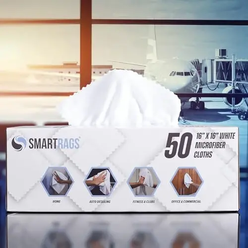 Arkwright Smart Rags Microfiber Cleaning Cloths, Pallet of 8000, Lint Free 215 GSM Reusable Towels for Auto, Office and Household Cleaning, 16 x 16 in, White - 4