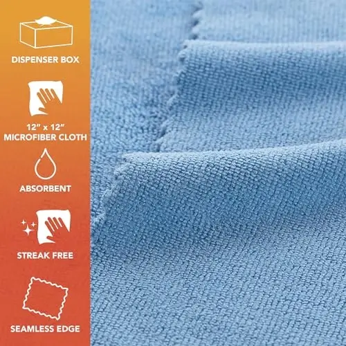 Arkwright Smart Rags qutisida - (50 dona) Tuksiz Mikrofiber Tozalash Matosi, Chizish va Iz qoldirmasdan, Mashinalar, Derazalar oynasi va Avtomobillar ustaxonasi uchun bir martalik foydalanish sochiqlari, 12 x 12 dyuym, Moviy - ARKWRIGHT LLC (1)