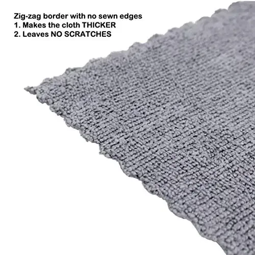 Arkwright SmartEdge Microfiber Cleaning Cloths - (Pack of 12) Thick Edge Less Dish Drying Towel for Car, Polishing, Washing, and Auto Detailing, 16 x 16 in, Grey - 3