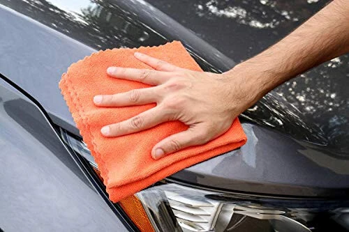 Arkwright SmartEdge Microfiber Cleaning Cloths - (Pack of 12) Thick Edge Less Dish Drying Towel for Car, Polishing, Washing, and Auto Detailing, 16 x 16 in, Orange - 4