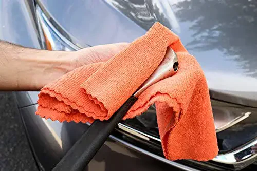 Arkwright SmartEdge Microfiber Cleaning Cloths - (Pack of 12) Thick Edge Less Dish Drying Towel for Car, Polishing, Washing, and Auto Detailing, 16 x 16 in, Orange - 6