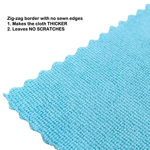 Arkwright SmartEdge Microfiber Cleaning Cloths - (Pack of 12) Thick Edge Less Dish Drying Towel for Car, Polishing, Washing, and Auto Detailing, 16 x 16 in, Blue - 3