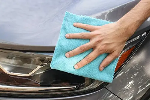 Arkwright SmartEdge Microfiber Cleaning Cloths - (Pack of 12) Thick Edge Less Dish Drying Towel for Car, Polishing, Washing, and Auto Detailing, 16 x 16 in, Blue - 4