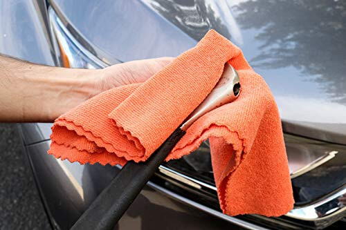 Arkwright SmartEdge Microfiber Cleaning Cloths - (Pack of 12) Thick Edge Less Dish Drying Towel for Car, Polishing, Washing, and Auto Detailing, 16 x 16 in, Orange - 6
