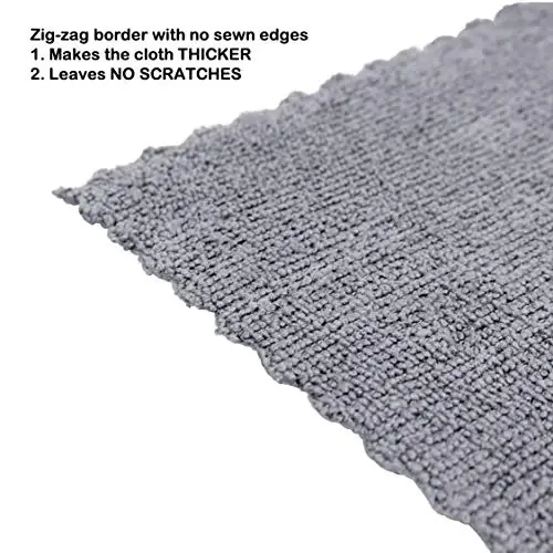 Arkwright SmartEdge Mikrofiber Tozalash Mato - (12 dona) Qalin Chekka Siz Idish Quritish Sochig'i Avtomobil, Jilolash, Yuvish va Avto Detallashtirish uchun, 16 x 16 dyuym, Kulrang - 3