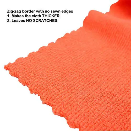 Arkwright SmartEdge Mikrofiber Tozalash Salfetkalari – (12 dona) Qalin Chegara Qolmagan Idish Quritish Sochiq, Mashina, Cilalash, Yuvish va Avto Detallashtirish uchun, 16 x 16 dyuyimli, To’q sariq - 3