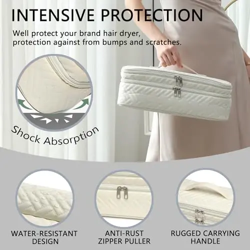 ARLMEGOR Double-Layer Carrying Case Apply to Revlon One-Step Hair Dryer, Travel Bag for Hair Volumizer/Styler,Water Resistant Storage Organizer Box,Compatible with FlexStyle AttacModazoneent (Bag Only) - 2