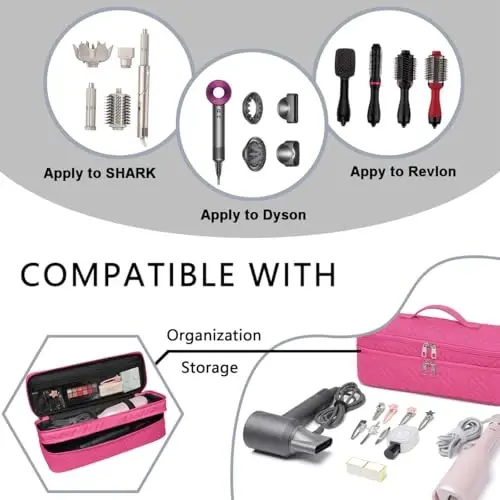 ARLMEGOR Double-Layer Carrying Case Apply to One-Step Hair Dryer, Travel Bag for Hair Volumizer/Styler,Water Resistant Storage Organizer Box,Compatible with FlexStyle AttacModazoneent (Bag Only) - 5