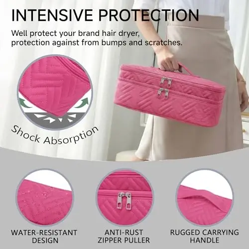 ARLMEGOR Double-Layer Carrying Case Apply to One-Step Hair Dryer, Travel Bag for Hair Volumizer/Styler,Water Resistant Storage Organizer Box,Compatible with FlexStyle AttacModazoneent (Bag Only) - 3