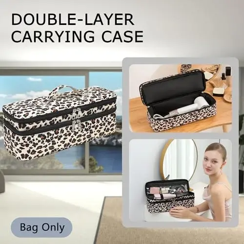 ARLMEGOR Double-Layer Carrying Case Apply to Revlon One-Step Hair Dryer, Travel Bag for Hair Volumizer/Styler,Water Resistant Storage Organizer Box,Compatible with FlexStyle AttacModazoneent (Bag Only) - 2