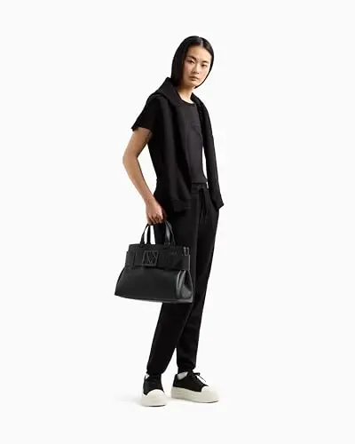 Armani Exchange ayollar uchun Regular Fit Monoxromatik Signature Logotipli futbolka - 3