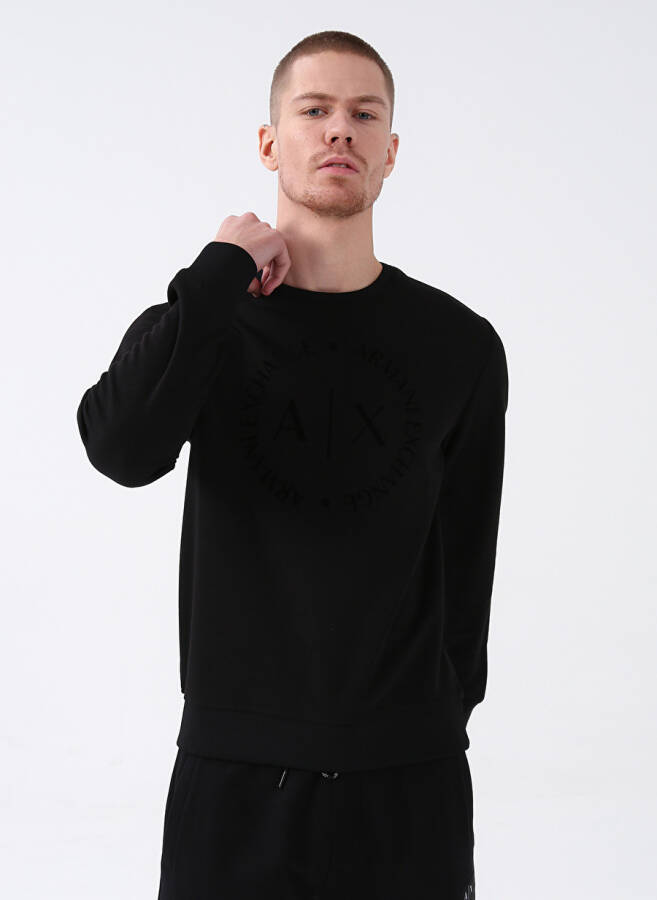 Armani Exchange Bisiklet Yaka Siyah Erkek Sweatshırt 8NZM87 1200-BLACK - 3